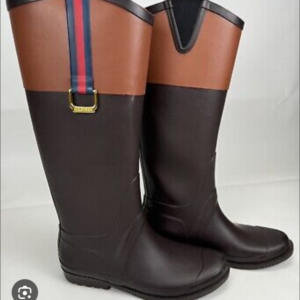 Tommy Hilfiger Women's Dark Brown Rain Boots